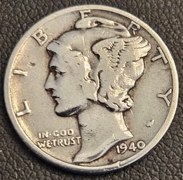 1940 - D Mercury Silver Dime Coin