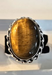 Sterling Silver & Oval Tiger's Eye Size 8 Ring