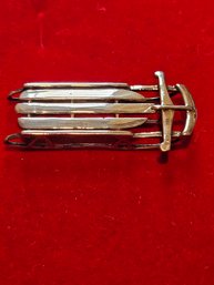 Adorable Sterling Silver Snow Sled Pin Brooch