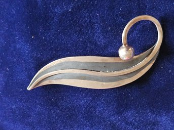 Vintage Delfino Taxco Mexico Sterling Silver Leaf Pin Brooch