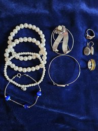 Small Lot Of Sterling & Assorted Costume Fashion Jewelry