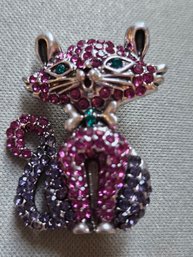 Adorable Kitten Cat Rhinestone Crystal Pin Brooch