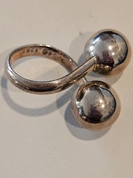 Vintage 925 Sterling Silver Double Ball Accent Ring - Size 5