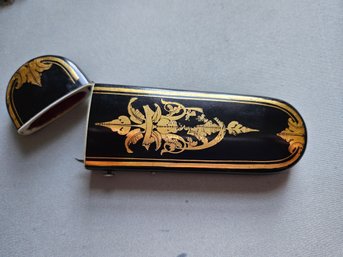 Antique Black & Gold Lacquer Eyeglass Spectacle Case