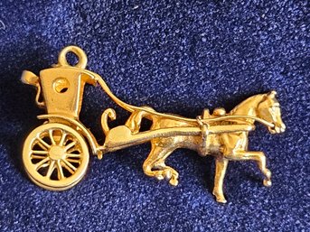 14k Yellow Gold Horse & Buggy Carriage Charm