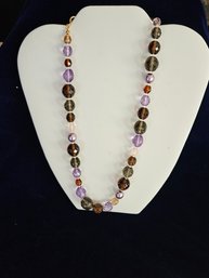 Joan Rivers Multi Color Glass & Faux Pearl 19' Necklace - Brown, Purple, Smoke