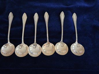 Six Sterling Silver Soup Spoons 3.9 Oz