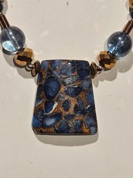 18' Sea Sediment Blue & Gold Jasper Necklace