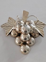 Large Sterling Silver Mexico Grape Bunch Pendant Brooch - 32.8 Grams