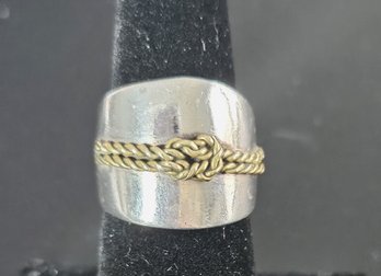 Sterling Silver & Brass Knot Ring Band - 925 Mex TR-61 Size 6