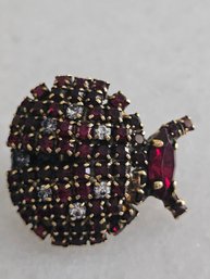 Rhinestone Lady Bug Pin Brooch