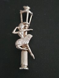 Sterling Silver Ballerina Dancer Pin Brooch