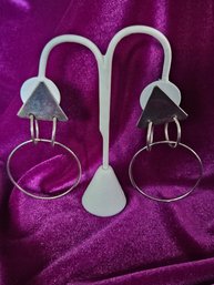 Large Sterling Silver Taxco Mexico Clip On Earrings - 22.4 Grams