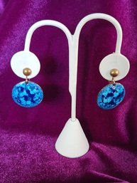 Vintage Enamel On Copper Screw Back Earrings