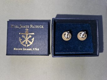 Kiel James Patrick Faux Pearl & Anchor Pierced Earrings - Original Box