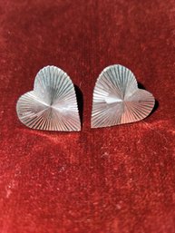 Vintage Sterling Silver Heart Pierced Earrings