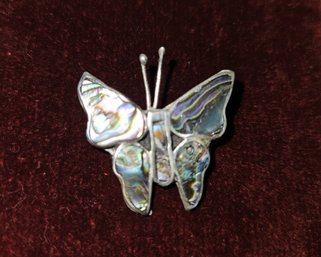 Alpaca Silver Mexico Abalone Butterfly Pin