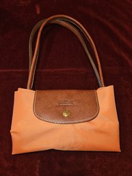 Authentic Longchamp Le Pliage Original Nylon & Leather Shoulder Tote - Orange