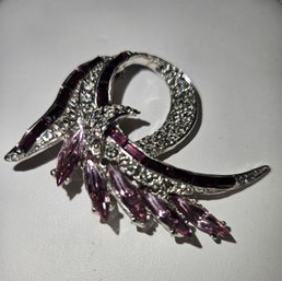 Beautiful Purple & Clear Rhinestone Spray Pin Brooch