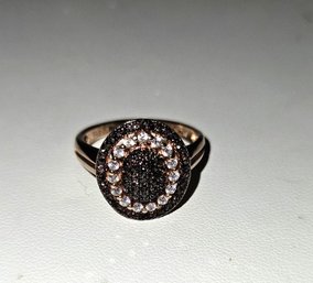 Brown & White CZ 18k Rose Gold Over Sterling Silver Ring .90 Ctw - Size 7