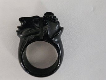 Black Plastic Bakelite? Roman Head Ring