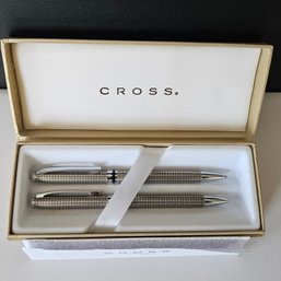 Rare Cross Vienna Checkered Ballpoint Pen & Pencil Set - Original Box