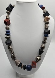 Substantial Statement Necklace With Multi Color Heavy Beads