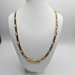 24' Figaro Link Chain Necklace - Gold Plated