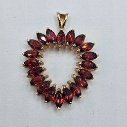 14k Garnet Colored Heart Pendant