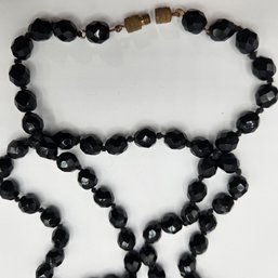 52' Black Jet Bead Single Strand Necklace