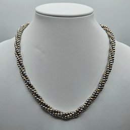 Vintage Sterling Silver Twisted 3 Strand Bead Necklace