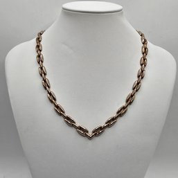 18' Sterling Silver V Neck Chain Link Necklace - 925 Italy