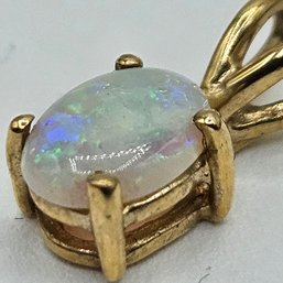 Dainty 14k & Opal Pendant