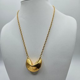 Franklin Mint Gold Tone Fortune Cookie Necklace