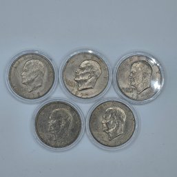 5 Eisenhower Liberty One Dollar Coins In Capsules