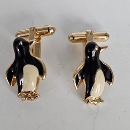 Novelty Enamel Penguin Cufflinks