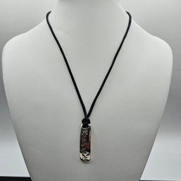 RLM Robert Lee Morris Studio Sterling Silver BELIEVE Pendant On Leather Cord Necklace