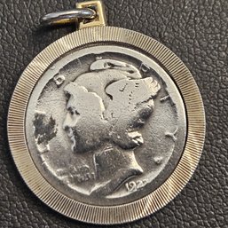 1922 -d Mercury Silver Dime Pendant