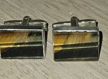 Sterling Silver & Tiger's Eye Men's Cufflinks