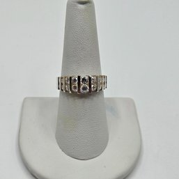 Vintage Sterling Silver & CZ Channel Set Ring DQ - Size 7 1/2