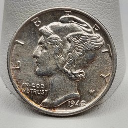 1942 Mercury Head Dime Coin - X Fine - Weinman