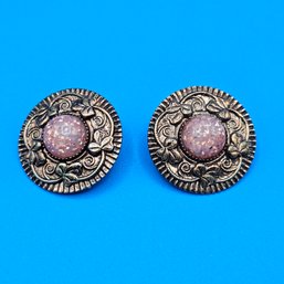 Copper & Glass Clip On Earrings