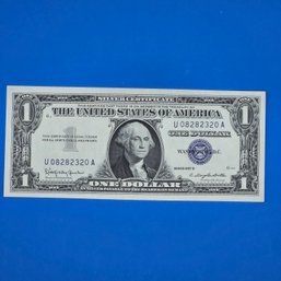 $1 U.S. Dollar Bill Blue Seal Silver Certificate Series 1957B Boston Serial Number