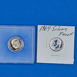 1964 Silver Proof Roosevelt Dime & 1976 Roosevelt Dime