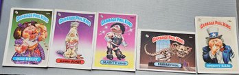 Set Of 5 Garbage Pail Kids Sticker Cards - Dated 1968 Advertising Topps Chewing Gum Trading Cards