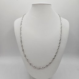 Lightweight 24' 14k White Gold Singapore Link Chain - ITALY