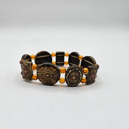 Bohemian Style 7' Seed & Lucite Stretch Bracelet - Autumn Colors