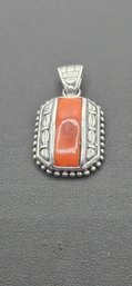 Sterling Silver & Rust Colored Stone Pendant