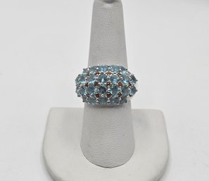 Sterling Silver Rhinestone Crystal Cluster Ring - Size 8