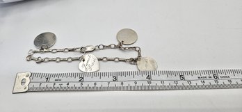 7 1/2' Sterling Silver Charm Bracelet  & 4 Charms